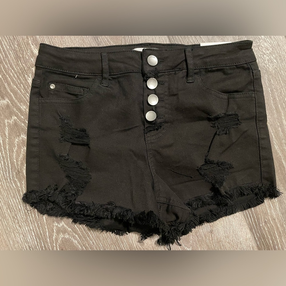 NWT Cello Black Distressed Jean Shorts - S